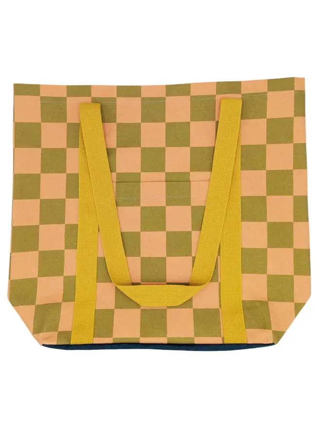 Tote Cotton Shopper Bag, a colourful patterned tote bag sitting on a plain white surface. 
