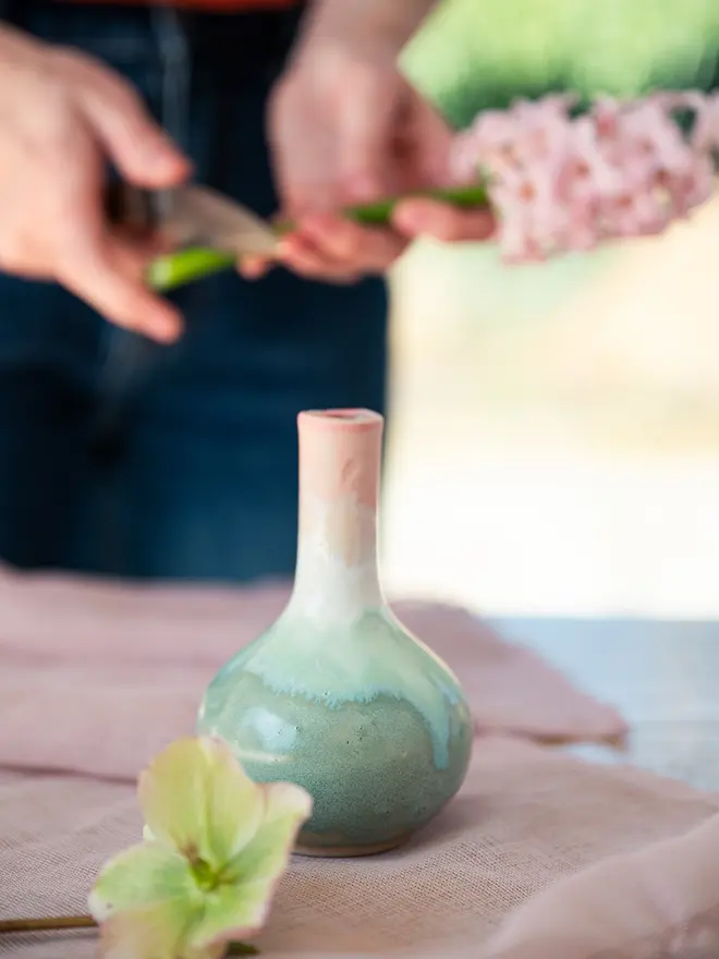 small ceramic bud vase, Jenny hopps pottery