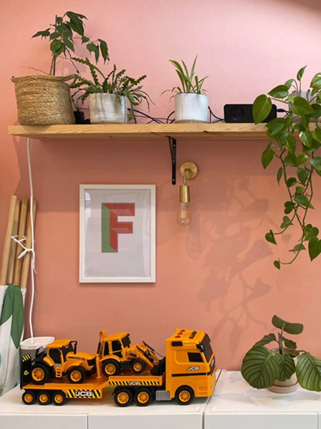 Initial print letter F framed