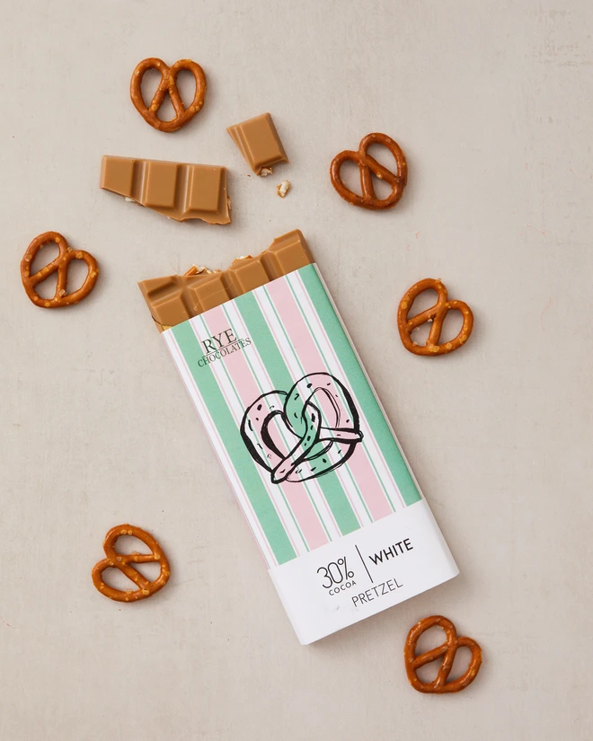 Pretzel flavoured chocolate bar