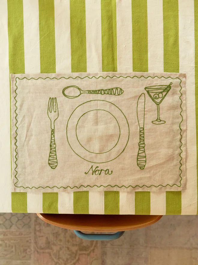 Personalised Embroidered place setting