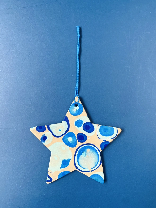 marbled christmas star decoration crafting kit blue colours