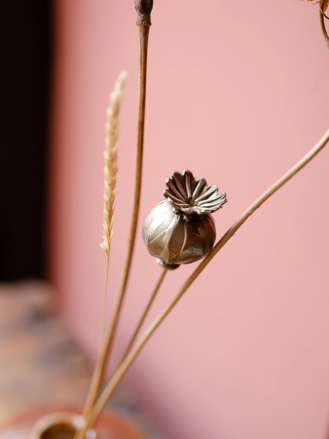 Handmade Brass Poppy Seed Head Stem By Ellenlou