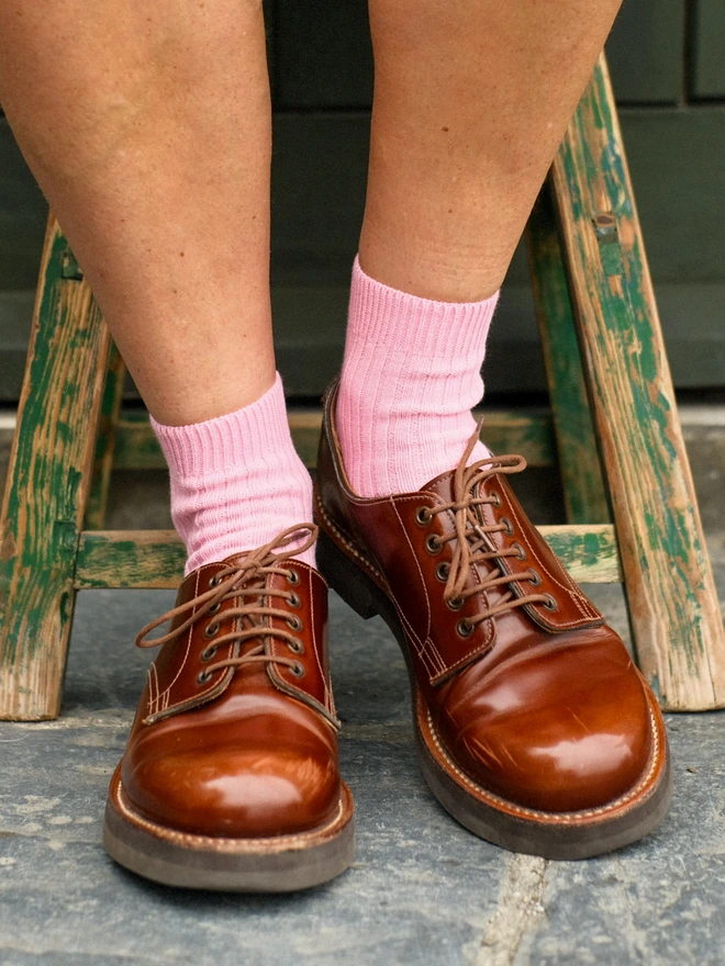 Pink Ribbed socks