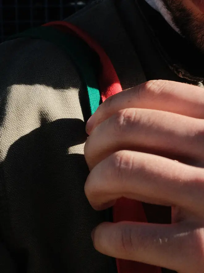 'Ciao' Tote Bag, on a man. 