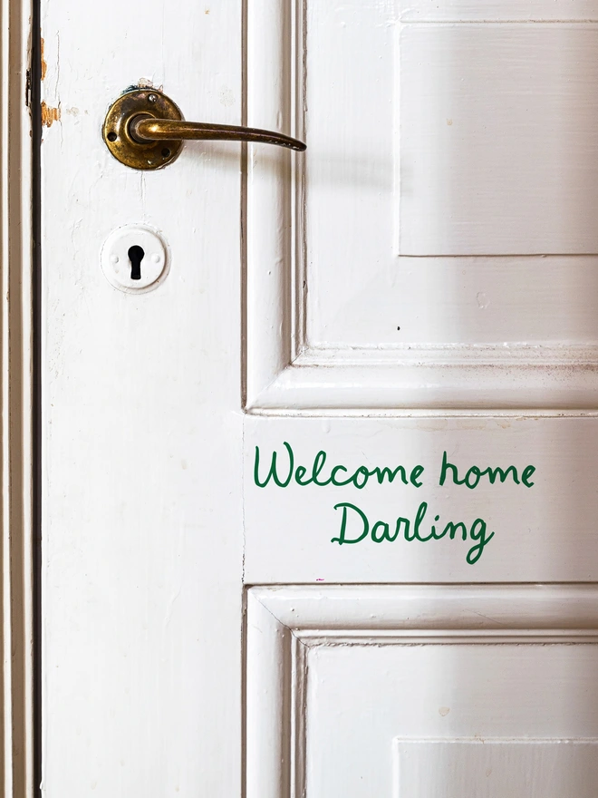 welcome home darling door sticker