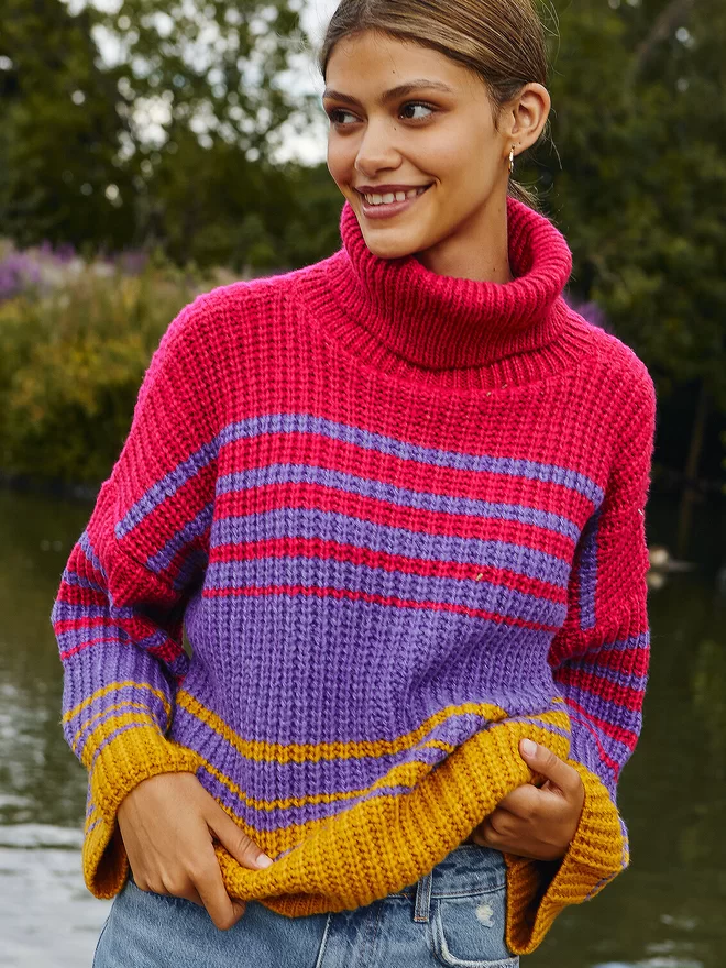 Rainbow Stripe Knit Jumper uk made