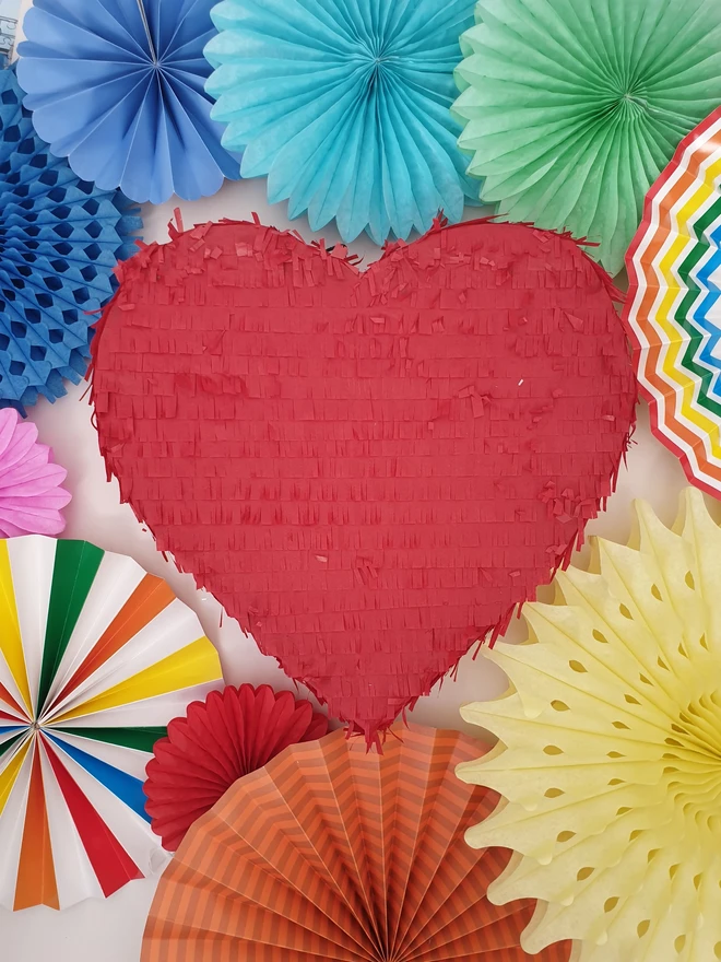 Red heart pinata