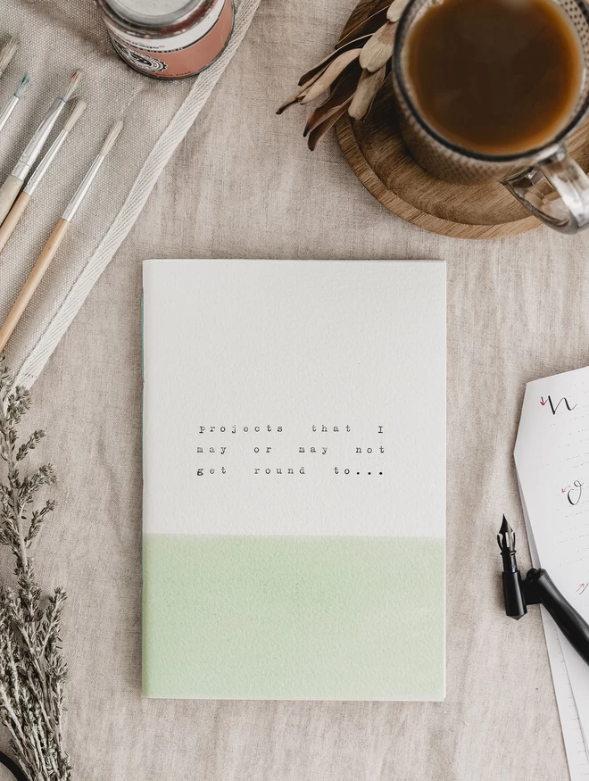 pale green and white craft projects notebook