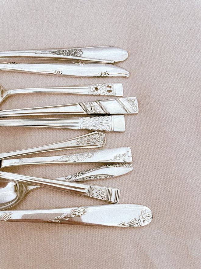 vintage engraved silver spoon handles