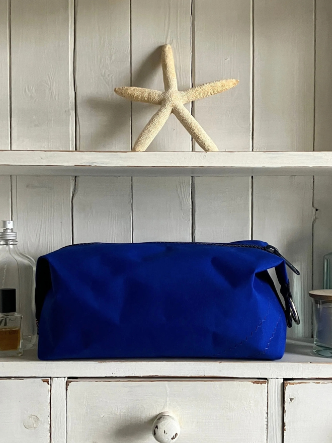 handmade wash bag blue