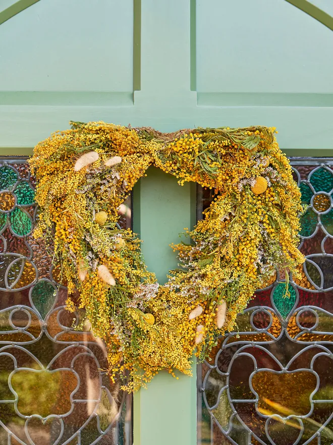 Dried Spring Acacia Heart Wreath