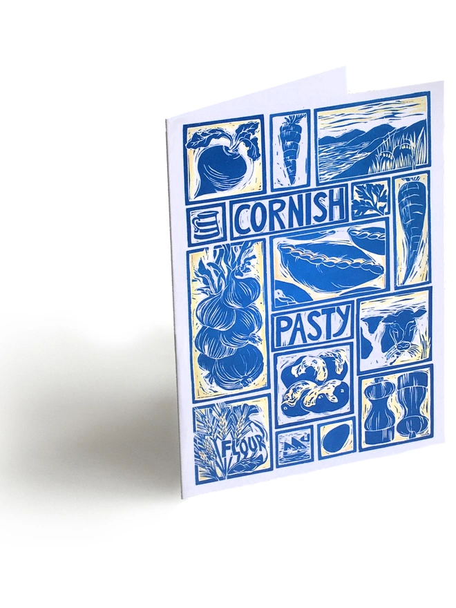 Cornish-pasty-greetings-card-illustrated-recipe-cooking-instructions-lino-cut-kate-guy