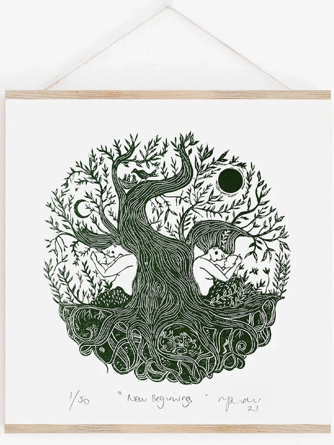 New Beginnings Linoprint