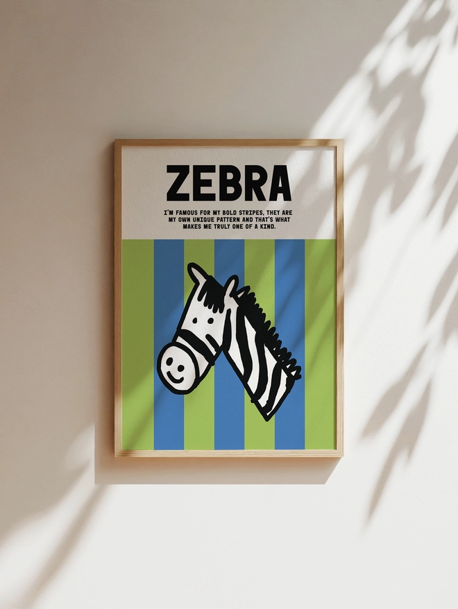 Zebra Art Print Framed Example