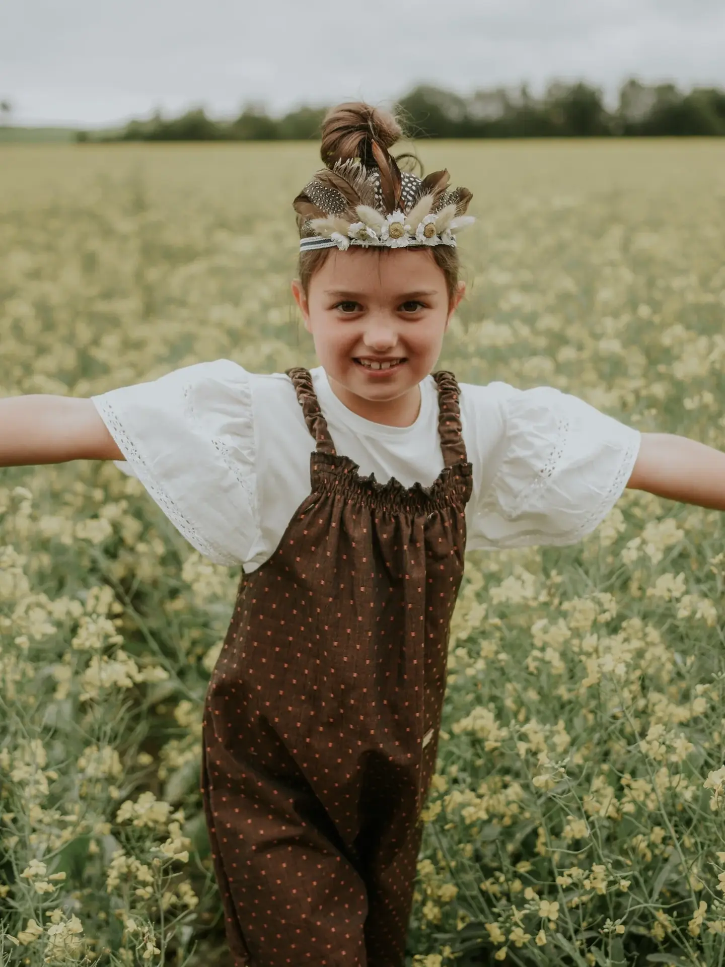 Kids' Organic Cotton Dotty Dungarees Hero Image