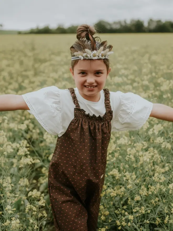Kids' Organic Cotton Dotty Dungarees Hero Image