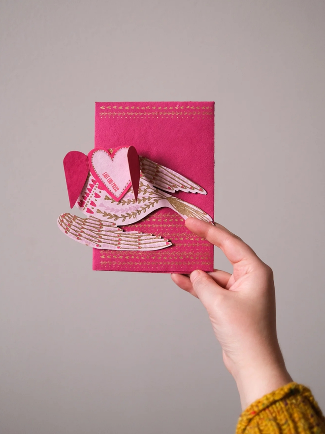 Heart bird Valentine's Day card