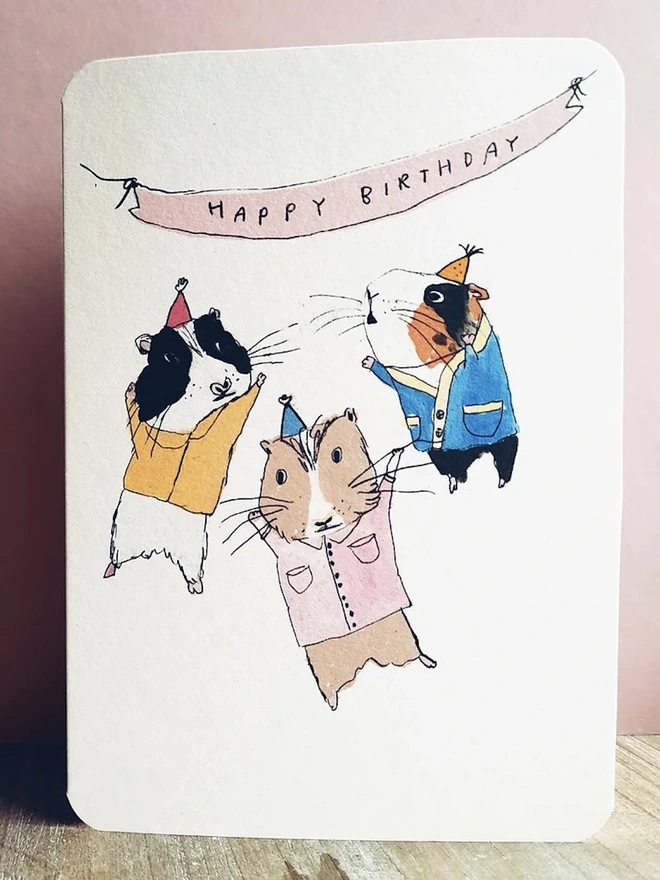 BIRTHDAY GUINEA PIG PARTY CARD