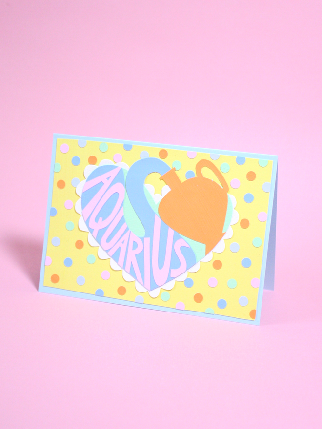 Handmade Star Sign Zodiac Collaged Cards Aquarius