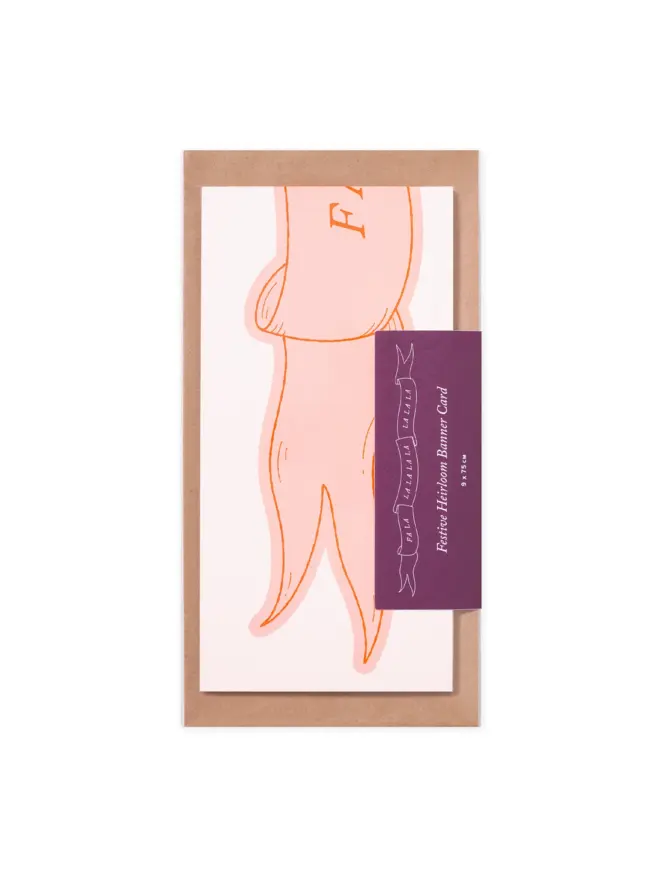 DL size packaging for a giant pink christmas card banner and kraft envelope