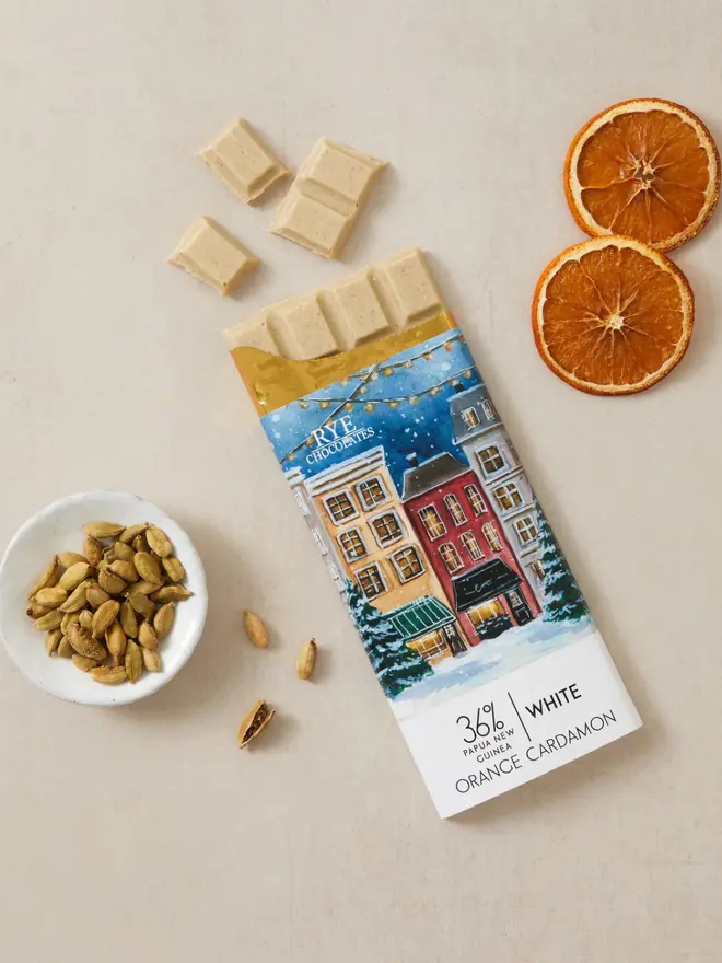 Orange Cardamon White Chocolate Bar - 36% Papua New Guinea