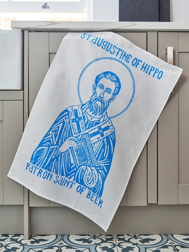 Saint Augustine of Hippo tea towel beer