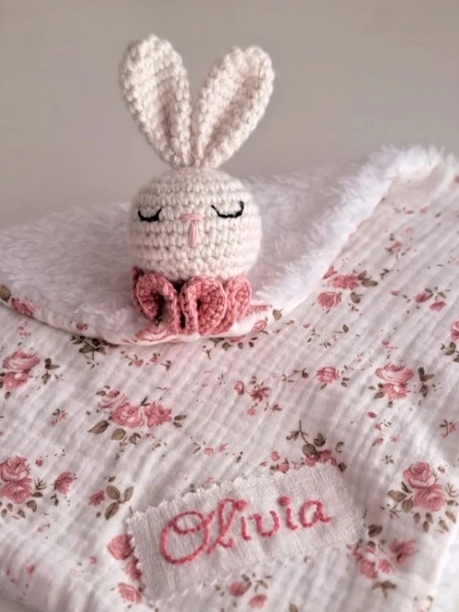 Personalised Pink Bunny Snuggle Comforter