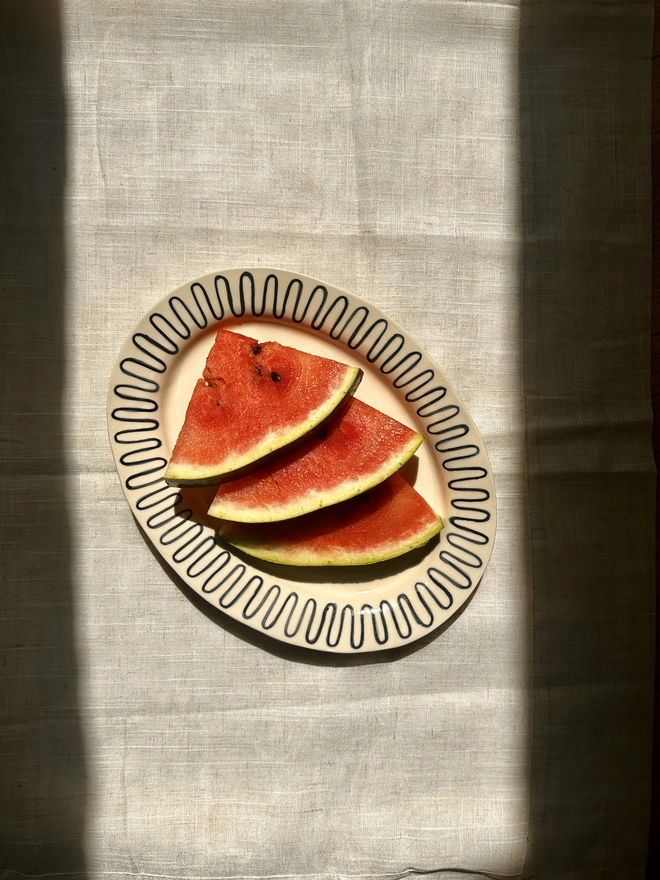 Serving platter with watermelon