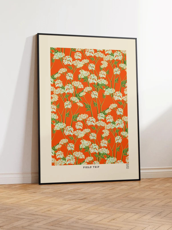 orange floral Giclee print