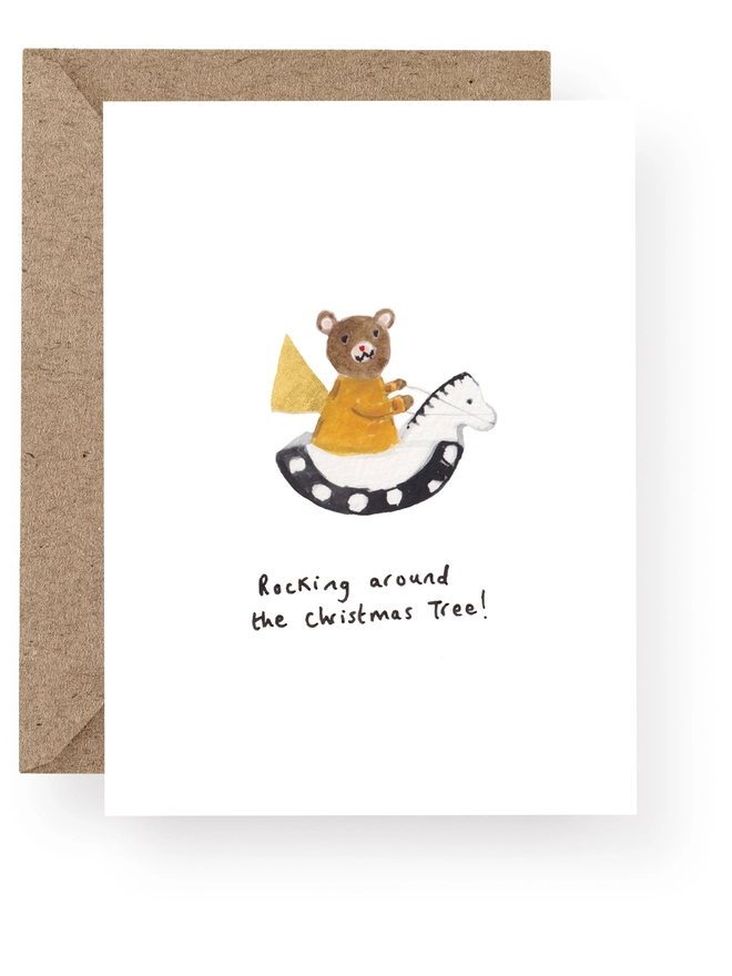 Rocking Horse Bear Christmas Cards 