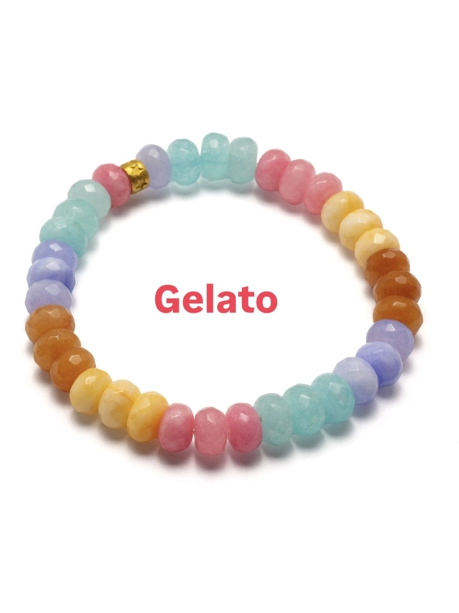 Tutti frutti beaded bracelet. A pastel colourful beaded gemstone bracelet.
