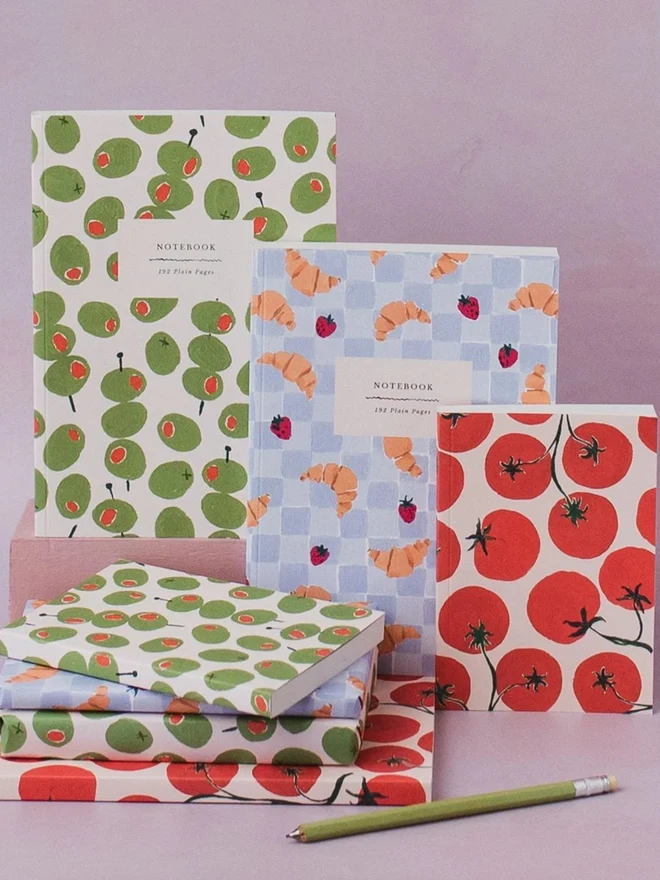 Croissant Cafe Notebook with Olives and Tomatoes Notebooks