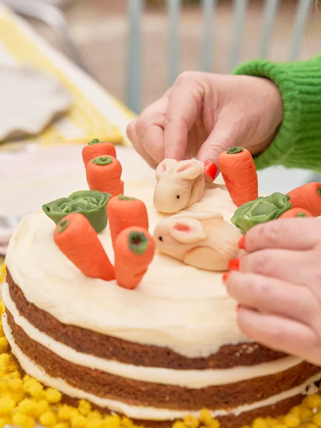 Easter marzipan on top of an Easter cake