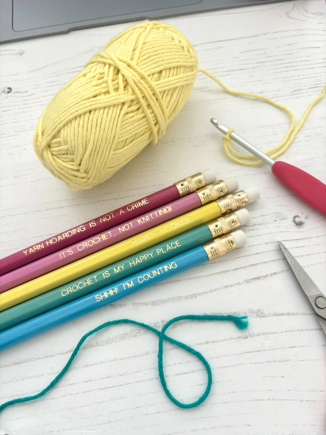 Crochet Themed Pencil Set (Set of 5)