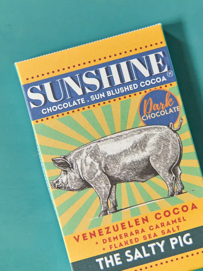 chocolate bar with pig design