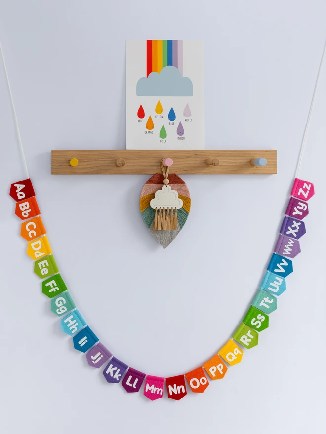 Alphabet bunting in rainbow colours