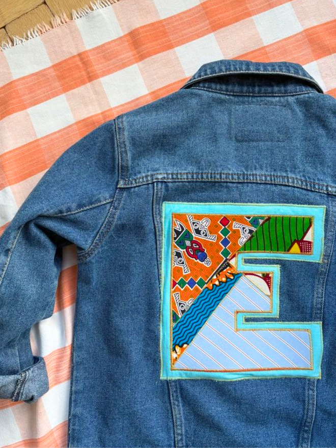 Monogrammed upcycled denim jacket