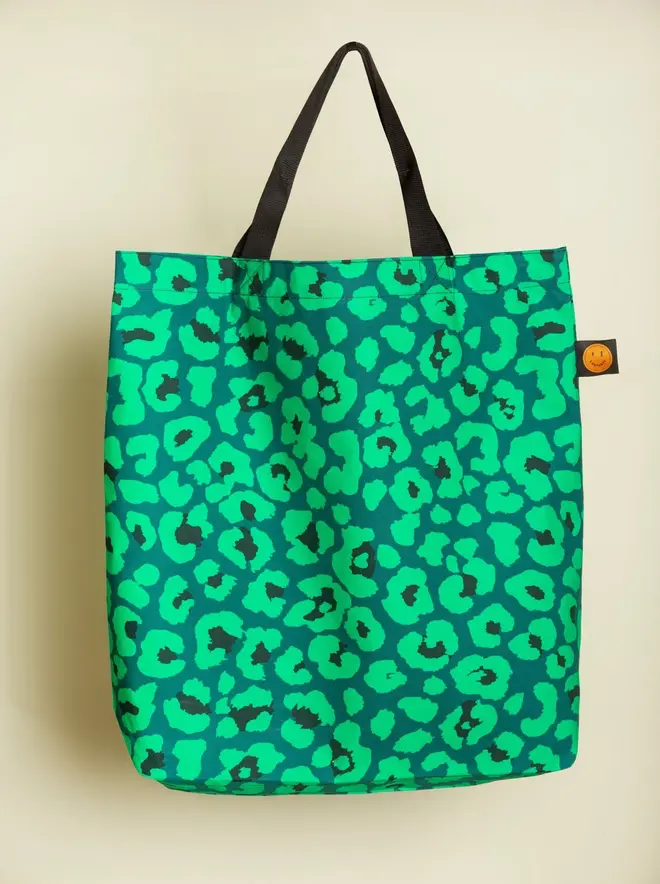 Green Leopard Oversized Tote Contents Bag