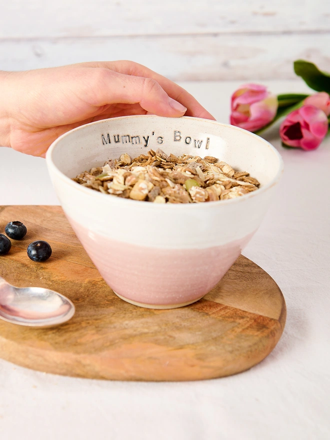 mummys personalisd pink bowl