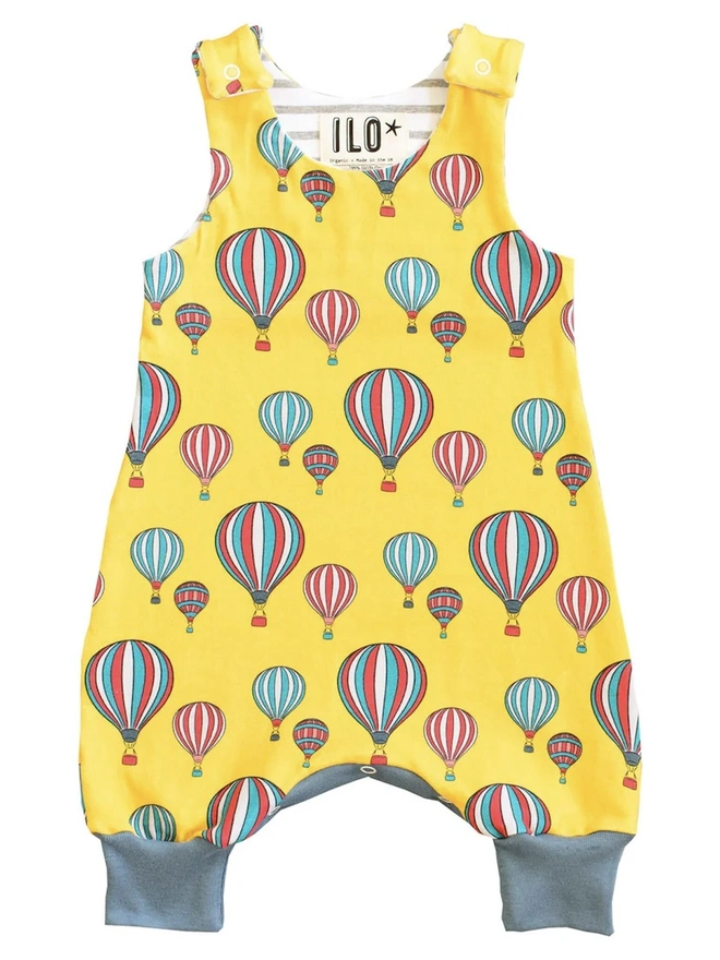 Yellow Hot Air Balloons Organic Romper