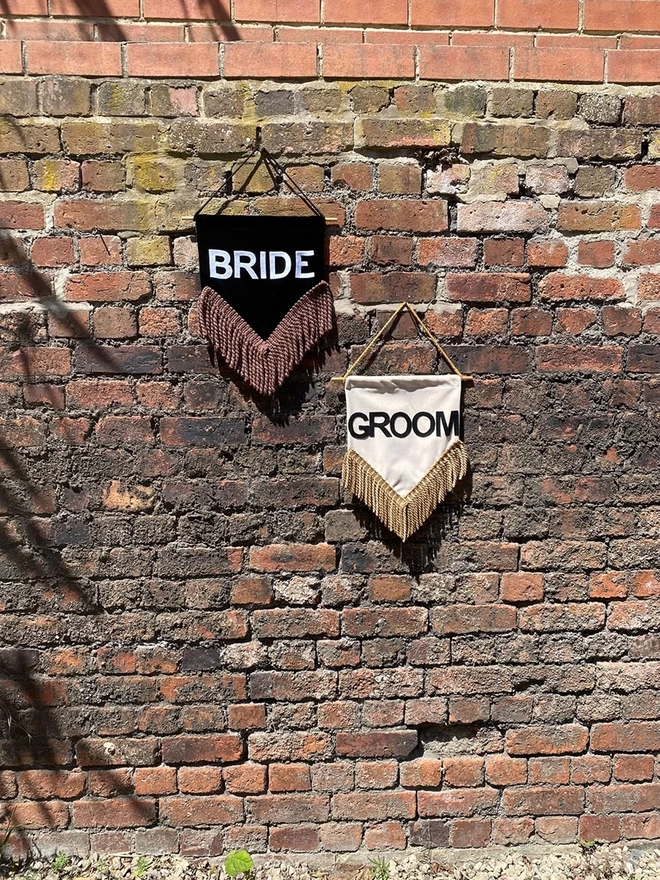 bride and groom personalised wedding banners wall hangings