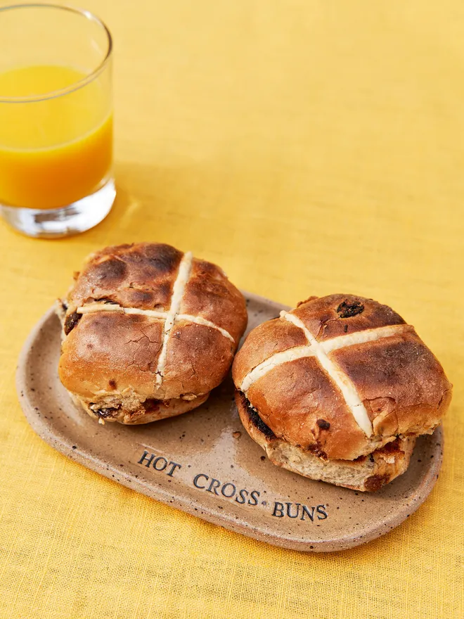 Hot cross buns ceramic plate