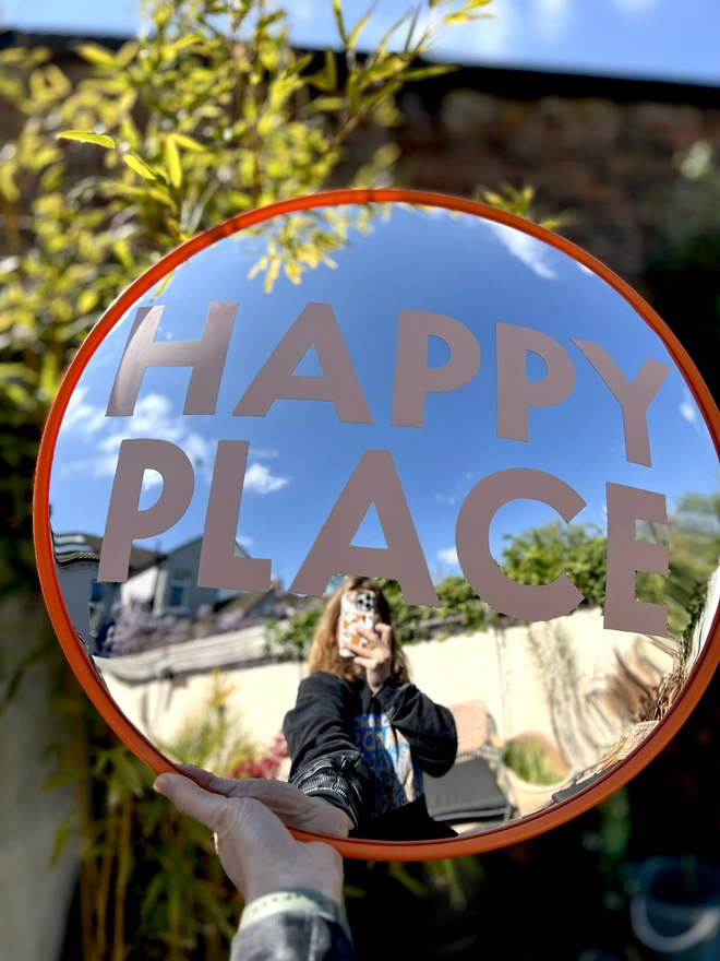 sylvie signs hand painted convex garden mirror