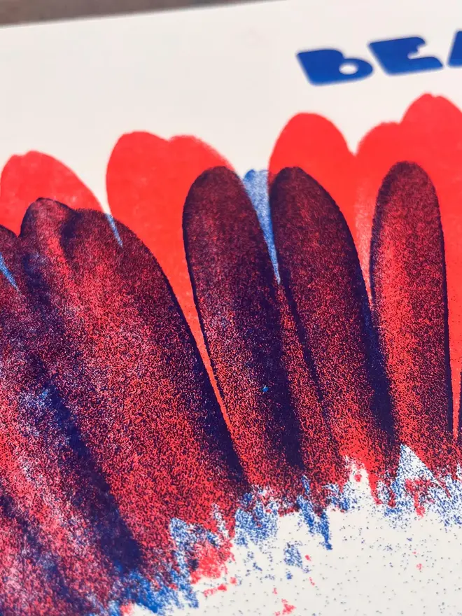 The Beatles Handmade Risograph Gig Poster, zoomed in. 