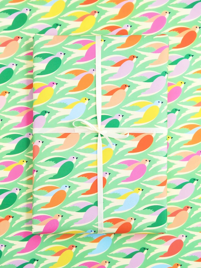 Birds in mint Wrapping Paper 
