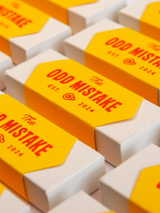 Odd Mistake foil printed eraser side angle