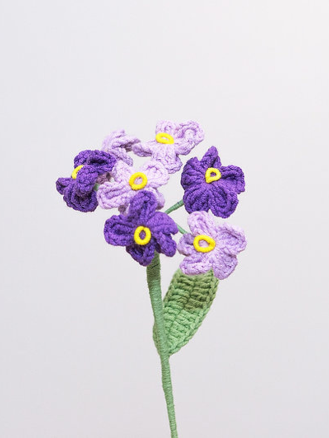 purple forget me not crochet flower stems