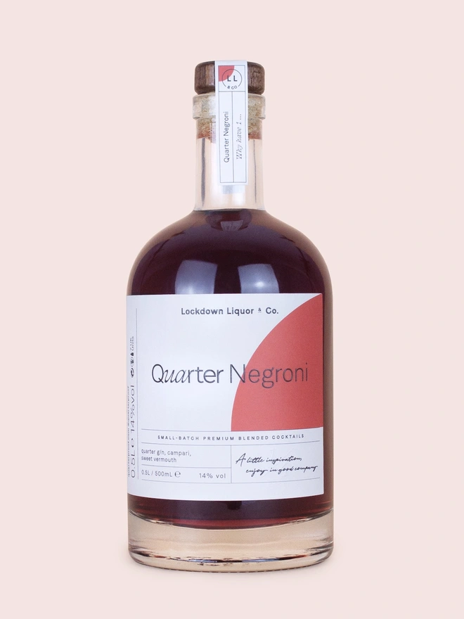 Bottle of premixed negroni