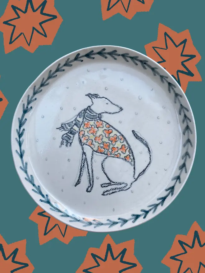 Whippet ceramic plate